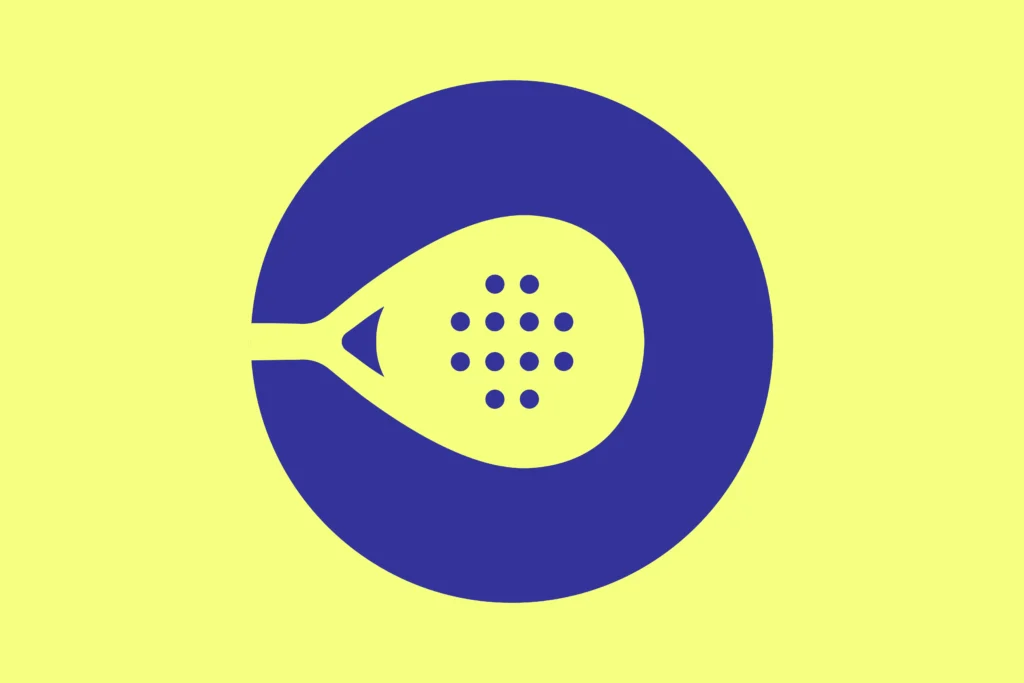Modernes Logo für Padel Area Tullnerfeld in kräftigem Blau und Neongrün. Das Signet kombiniert die Form eines Padel-Schlägers mit einem stilisierten Ball und schafft eine markante, sportliche Markenidentität.